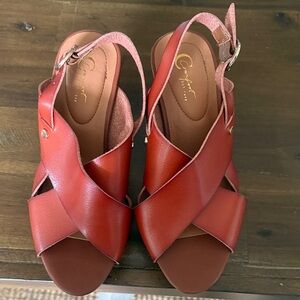 Comfy Red Leather Sandals